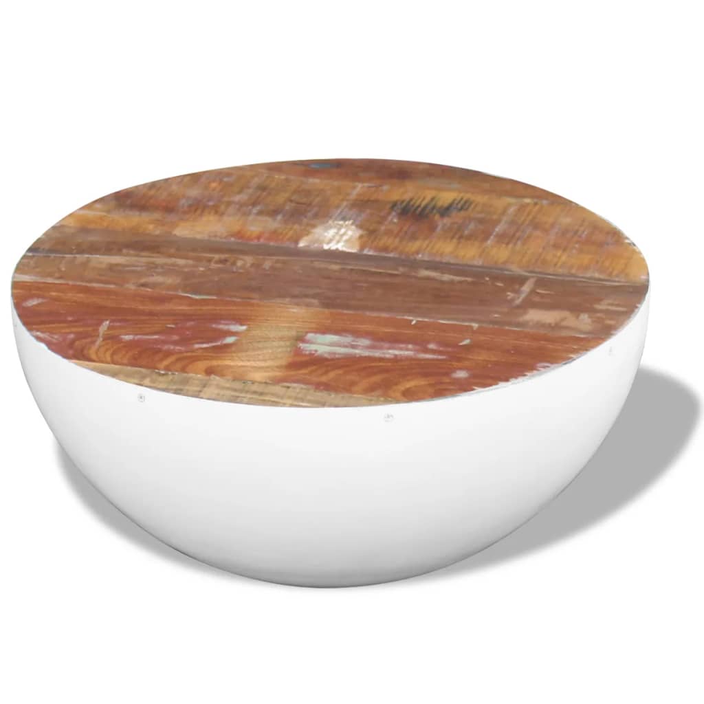 vidaXL Coffee Table Bowl-shaped End Table with Steel Base Solid Wood Reclaimed-13
