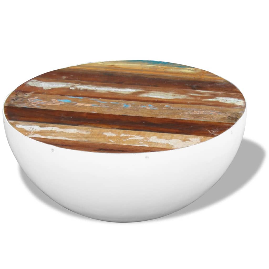 vidaXL Coffee Table Bowl-shaped End Table with Steel Base Solid Wood Reclaimed-14