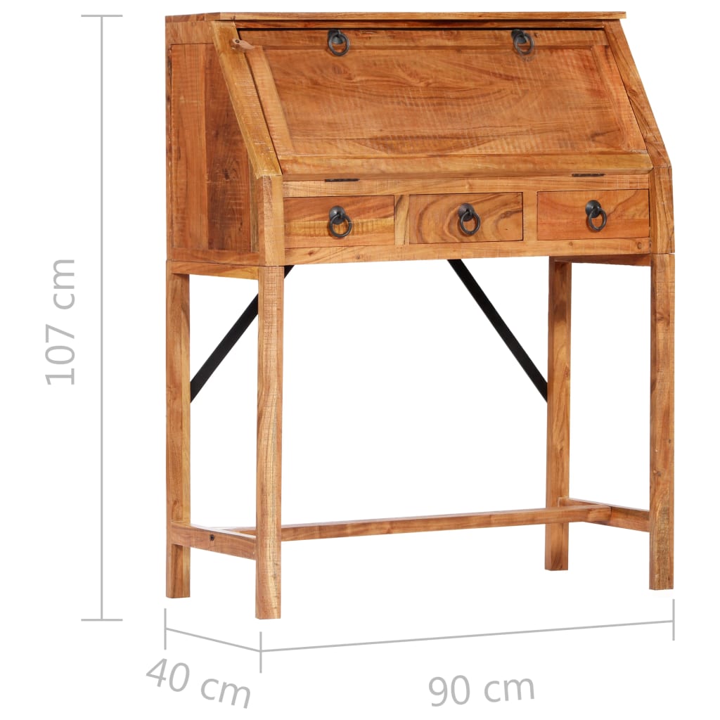 vidaXL Writing Desk 17.8"x15.7"x42.1" Solid Acacia Wood-9