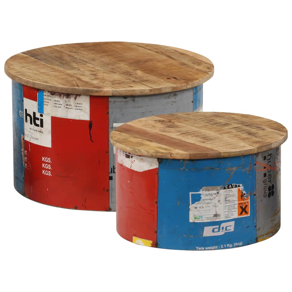 vidaXL Coffee Tables 2 pcs Solid Mango Wood-0