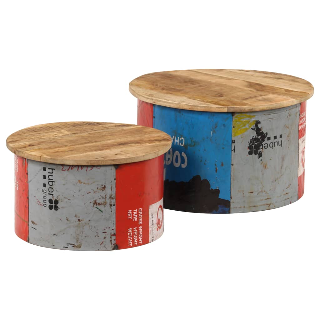 vidaXL Coffee Tables 2 pcs Solid Mango Wood-3