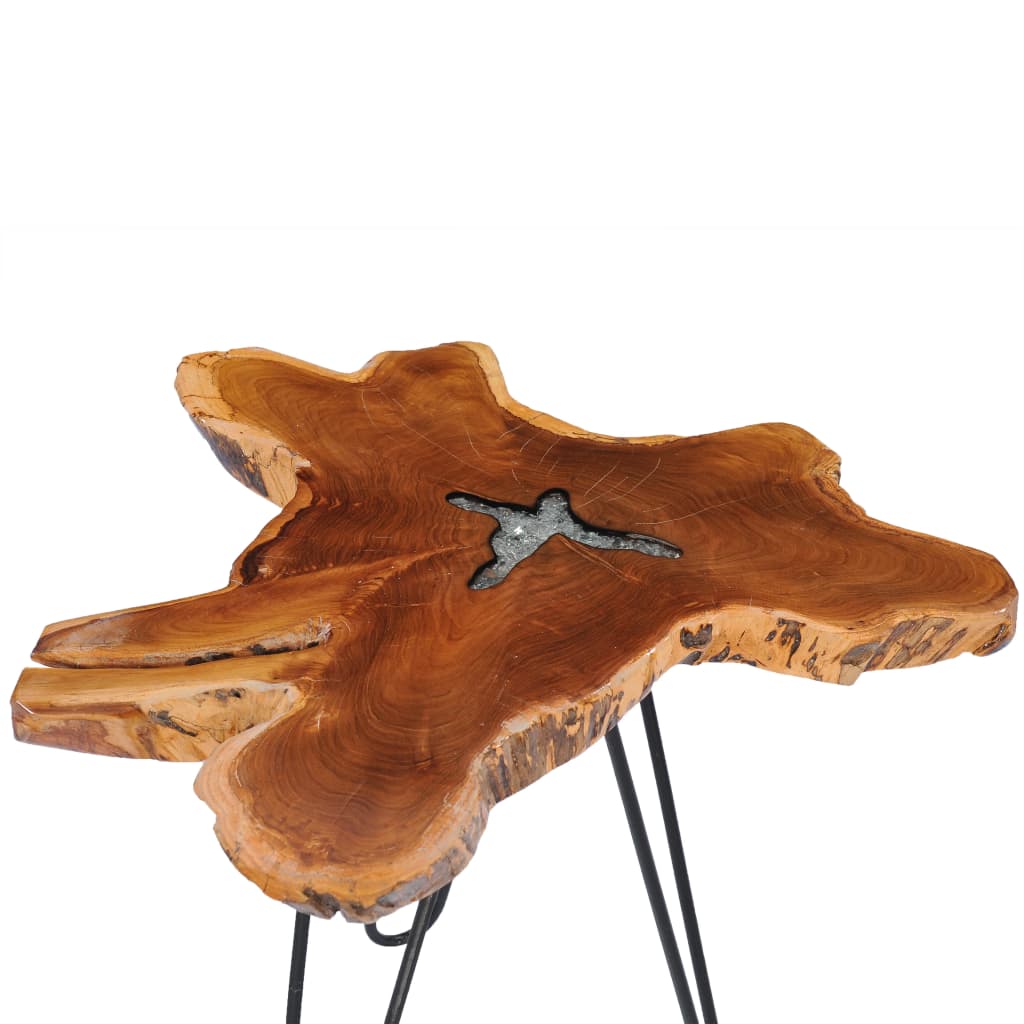 vidaXL Coffee Table 27.5"x17.7" Solid Teak Wood and Polyresin-1
