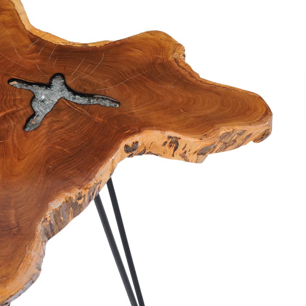 vidaXL Coffee Table 27.5"x17.7" Solid Teak Wood and Polyresin-2