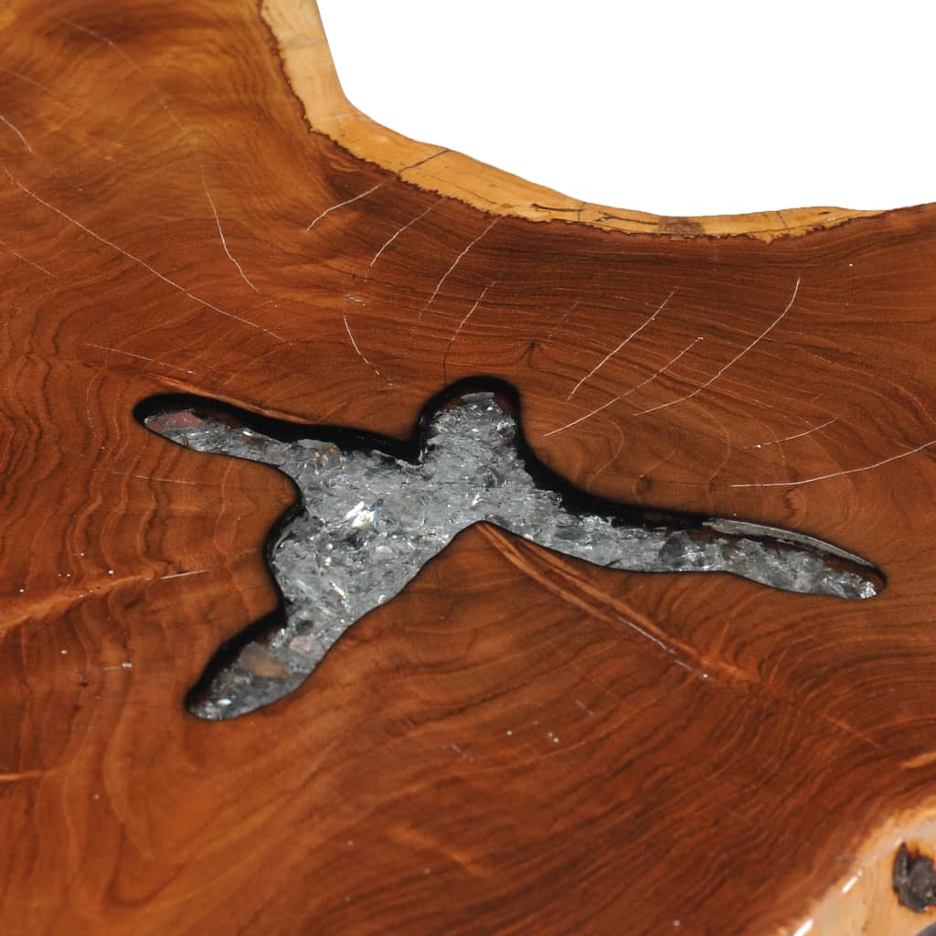 vidaXL Coffee Table 27.5"x17.7" Solid Teak Wood and Polyresin-3
