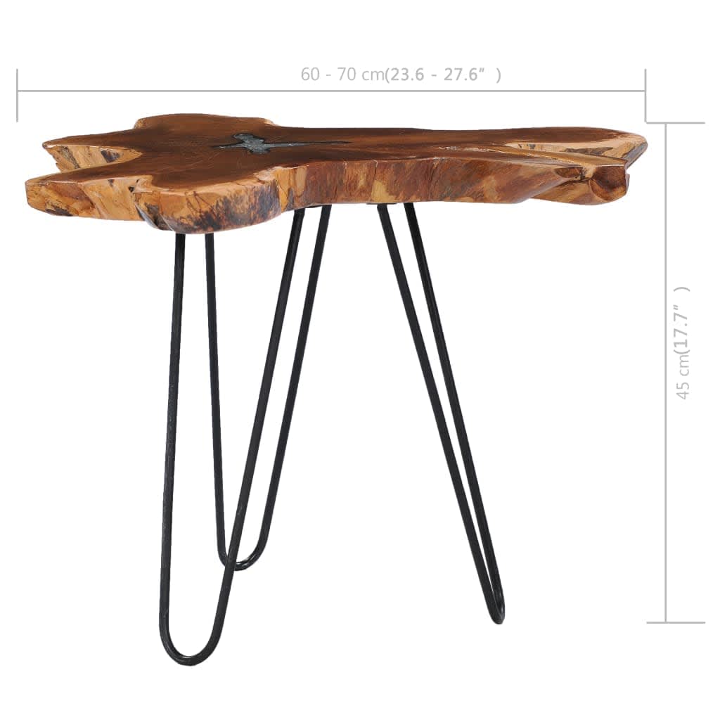 vidaXL Coffee Table 27.5"x17.7" Solid Teak Wood and Polyresin-4