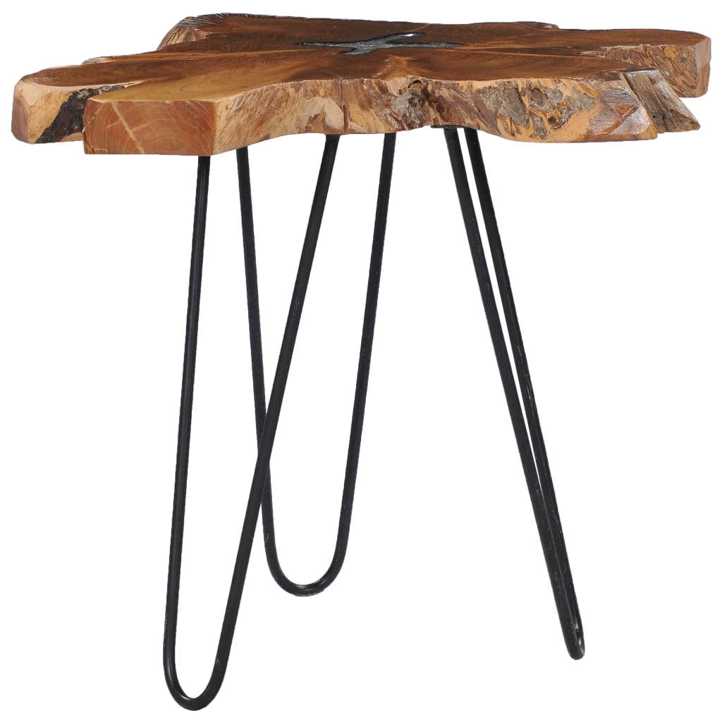 vidaXL Coffee Table 27.5"x17.7" Solid Teak Wood and Polyresin-5