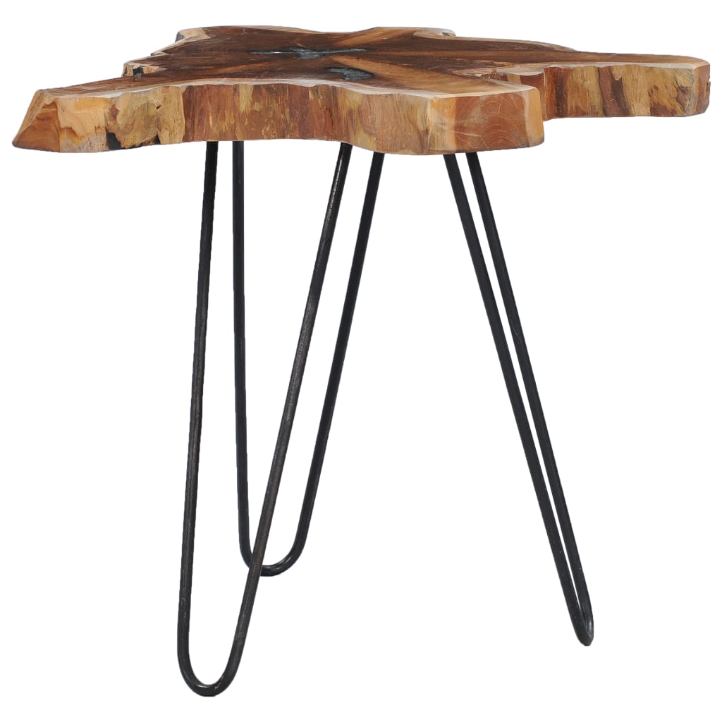 vidaXL Coffee Table 27.5"x17.7" Solid Teak Wood and Polyresin-8