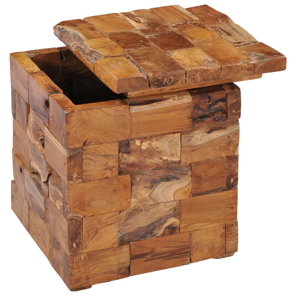 vidaXL Storage Stool Solid Teak Wood-1