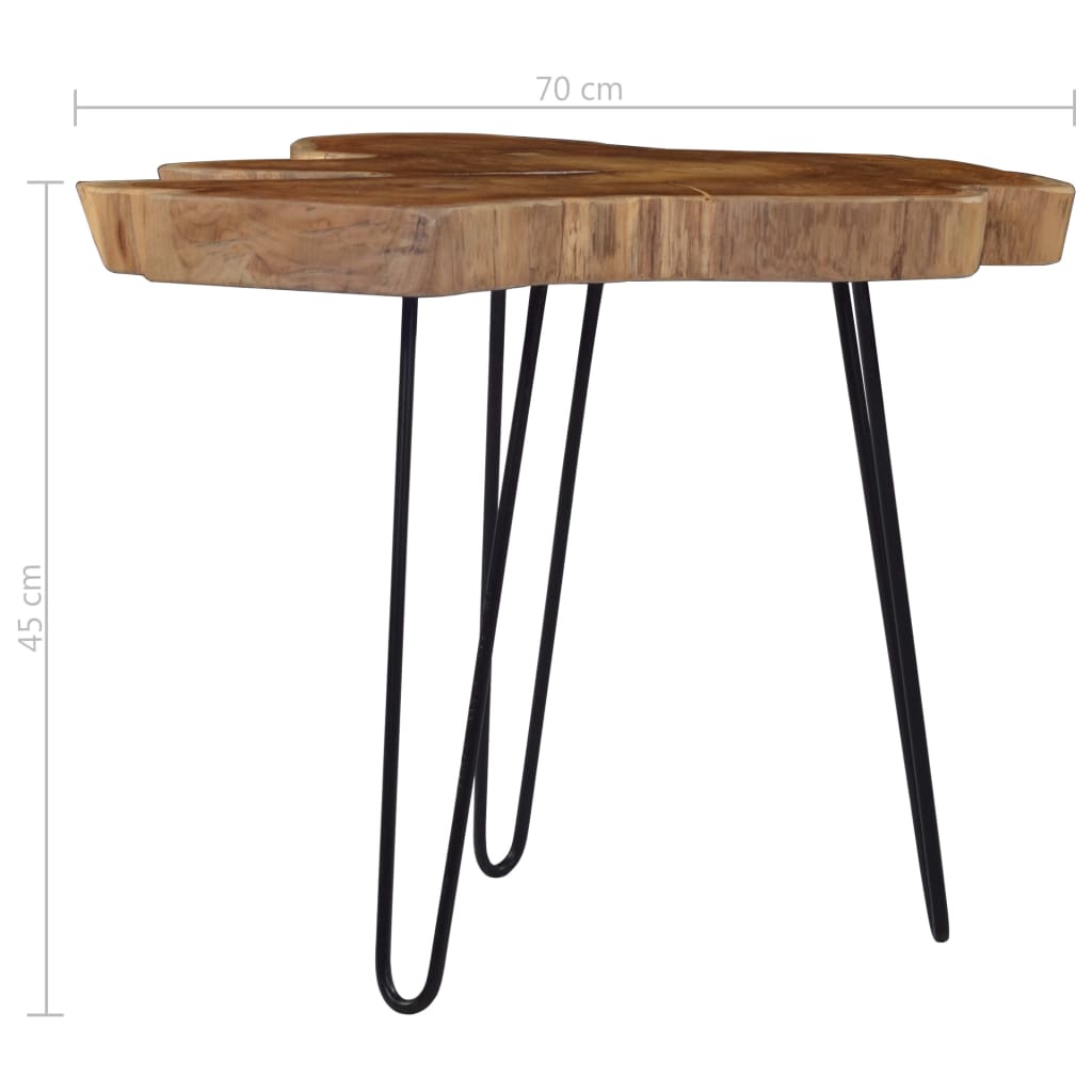 vidaXL Coffee Table (23.6"-27.5")x17.7" Teak Wood-5