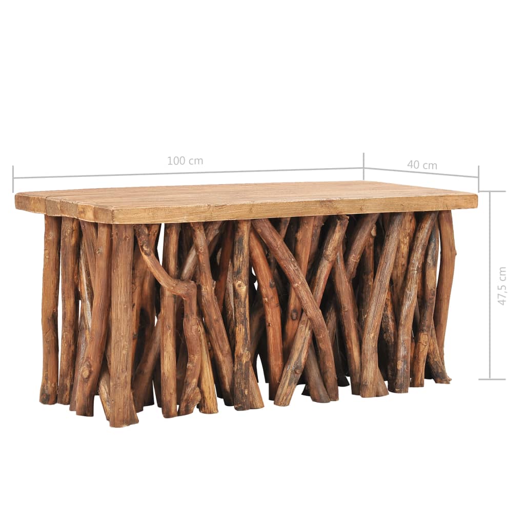 vidaXL Coffee Table 39.4"x15.7"x18.7" Solid Reclaimed Wood and Teak Wood-4