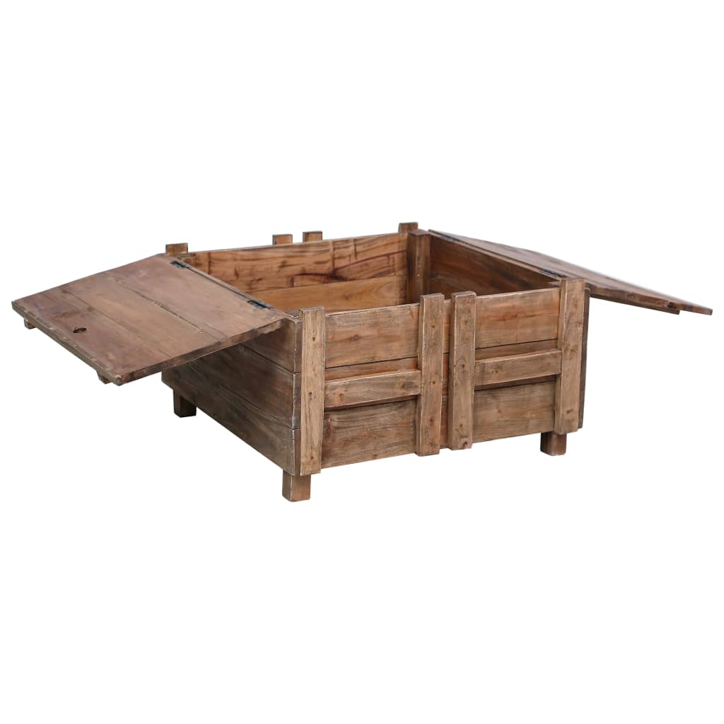 vidaXL Coffee Table 25.6"x25.6"x15" Solid Reclaimed Wood-3