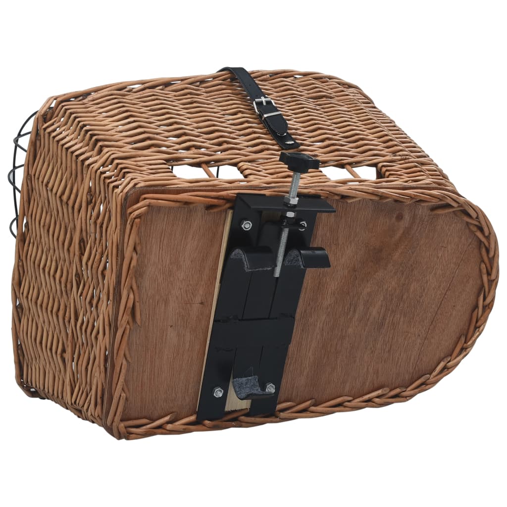 vidaXL Bike Rear Basket with Cover 21.7"x12.2"x14.2" Natural Willow-5