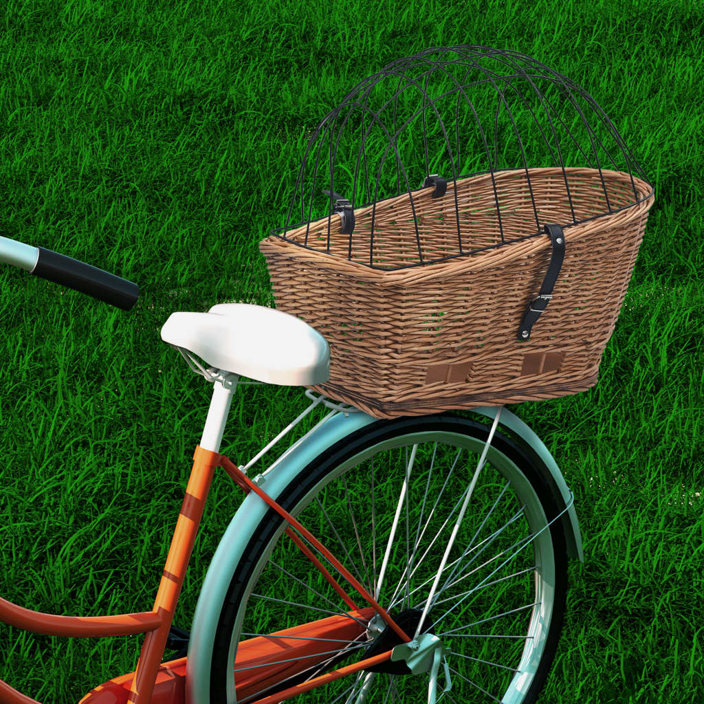 vidaXL Bike Rear Basket with Cover 21.7"x12.2"x14.2" Natural Willow-0