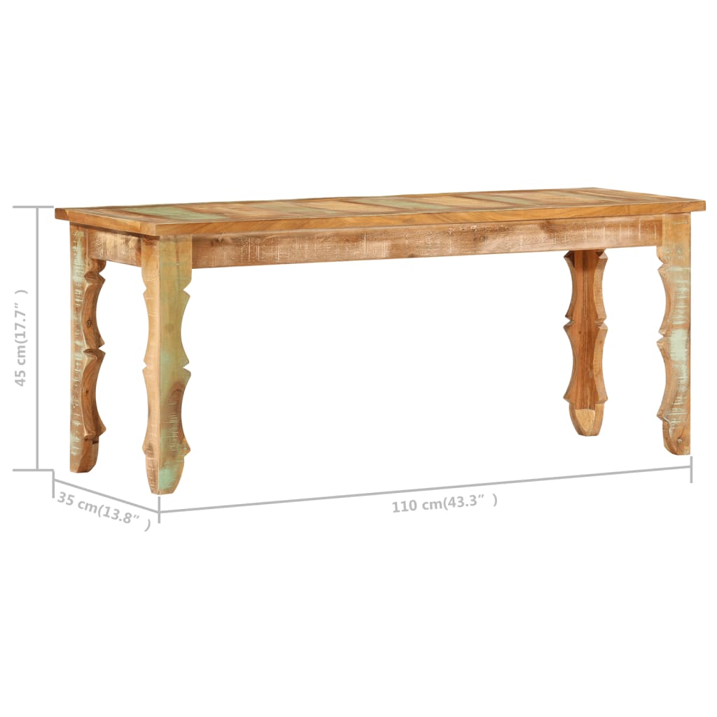 vidaXL Bench 43.3"x13.8"x17.7" Solid Reclaimed Wood-2