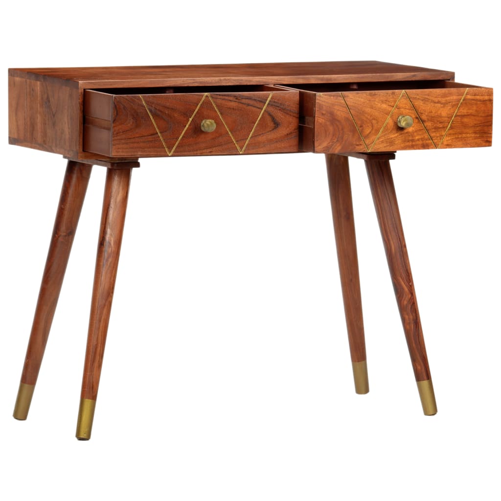 vidaXL Console Table 35.4"x13.8"x29.9" Solid Acacia Wood-0