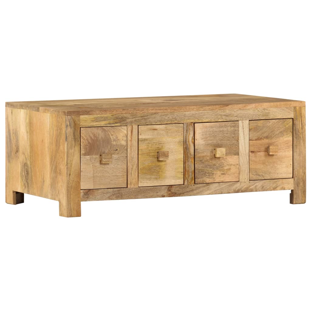 vidaXL Coffee Table with 4 Drawers 35.4"x19.7"x13.8" Solid Mango Wood-9