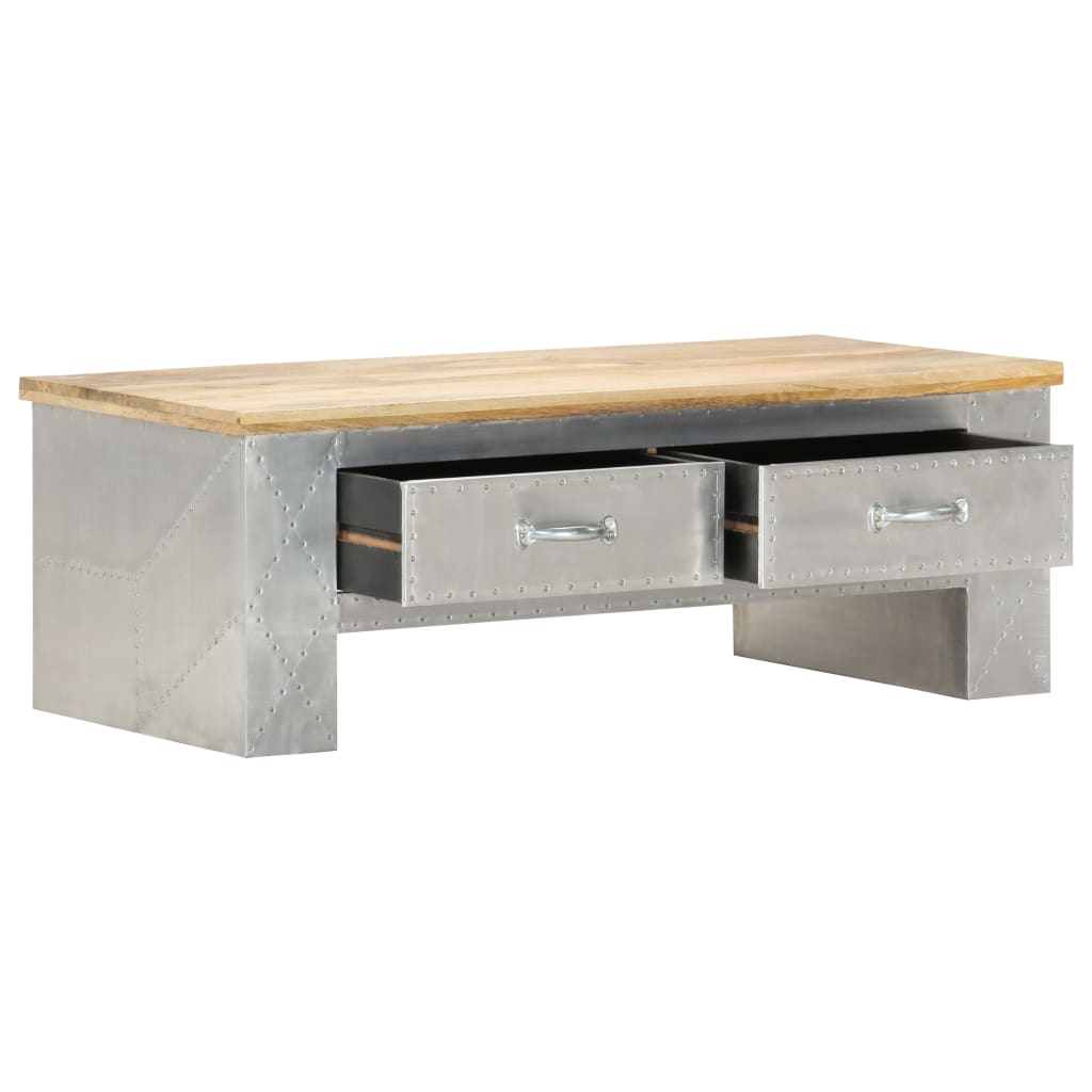 vidaXL Aviator Coffee Table 39.4"x19.7"x14.2" Solid Mango Wood-2