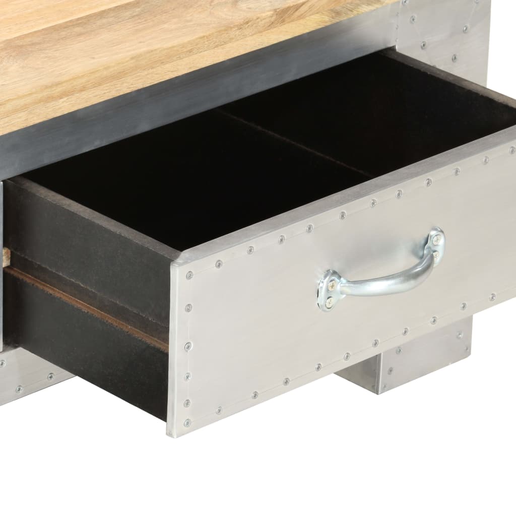 vidaXL Aviator Coffee Table 39.4"x19.7"x14.2" Solid Mango Wood-4