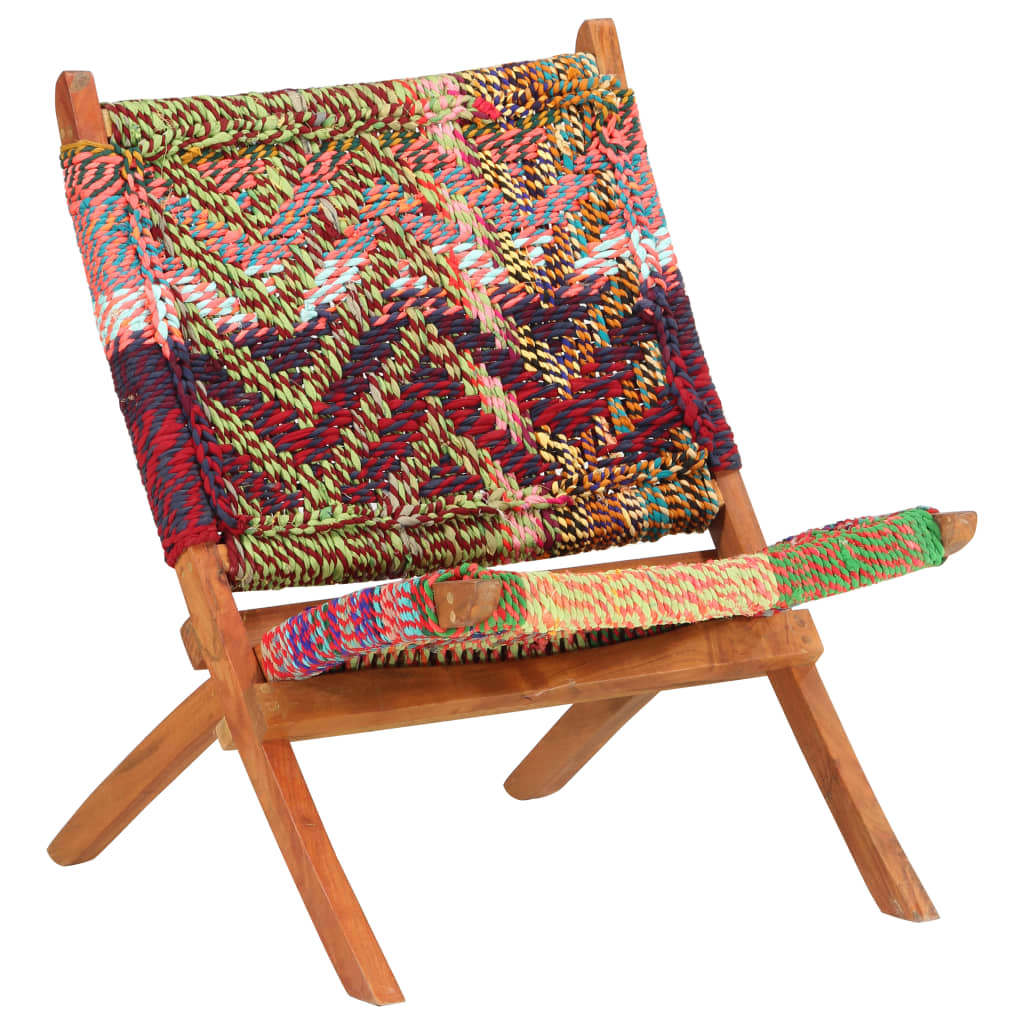 vidaXL Folding Chindi Chair Multicolors Fabric-0