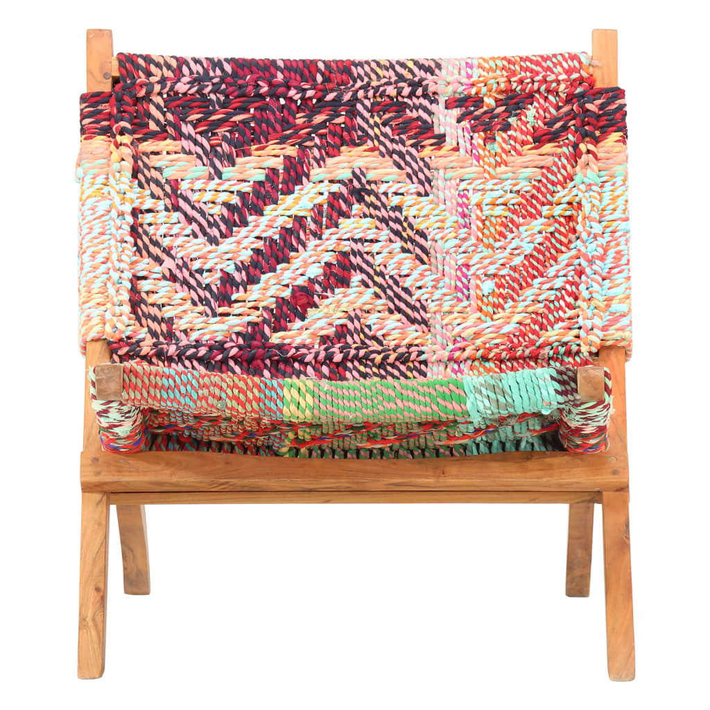 vidaXL Folding Chindi Chair Multicolors Fabric-2