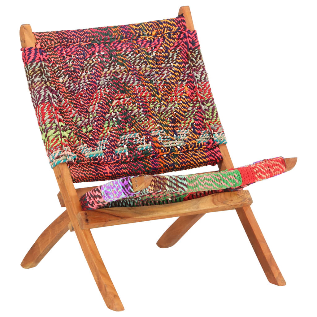 vidaXL Folding Chindi Chair Multicolors Fabric-1
