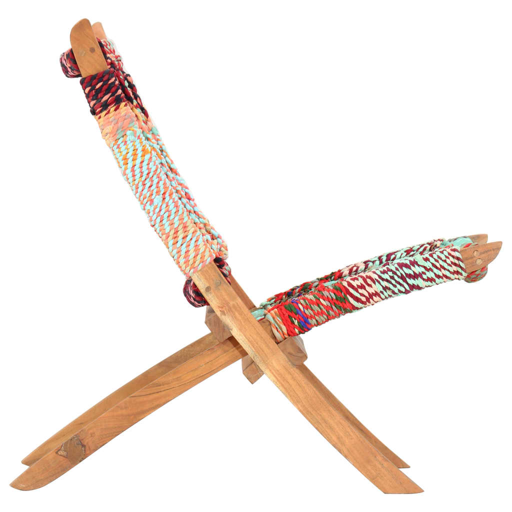 vidaXL Folding Chindi Chair Multicolors Fabric-3
