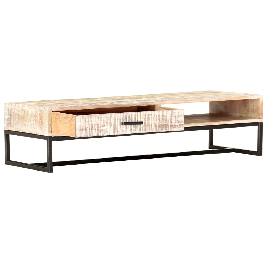 vidaXL Coffee Table White 46.1"x19.7"x11.8" Solid Acacia Wood-1