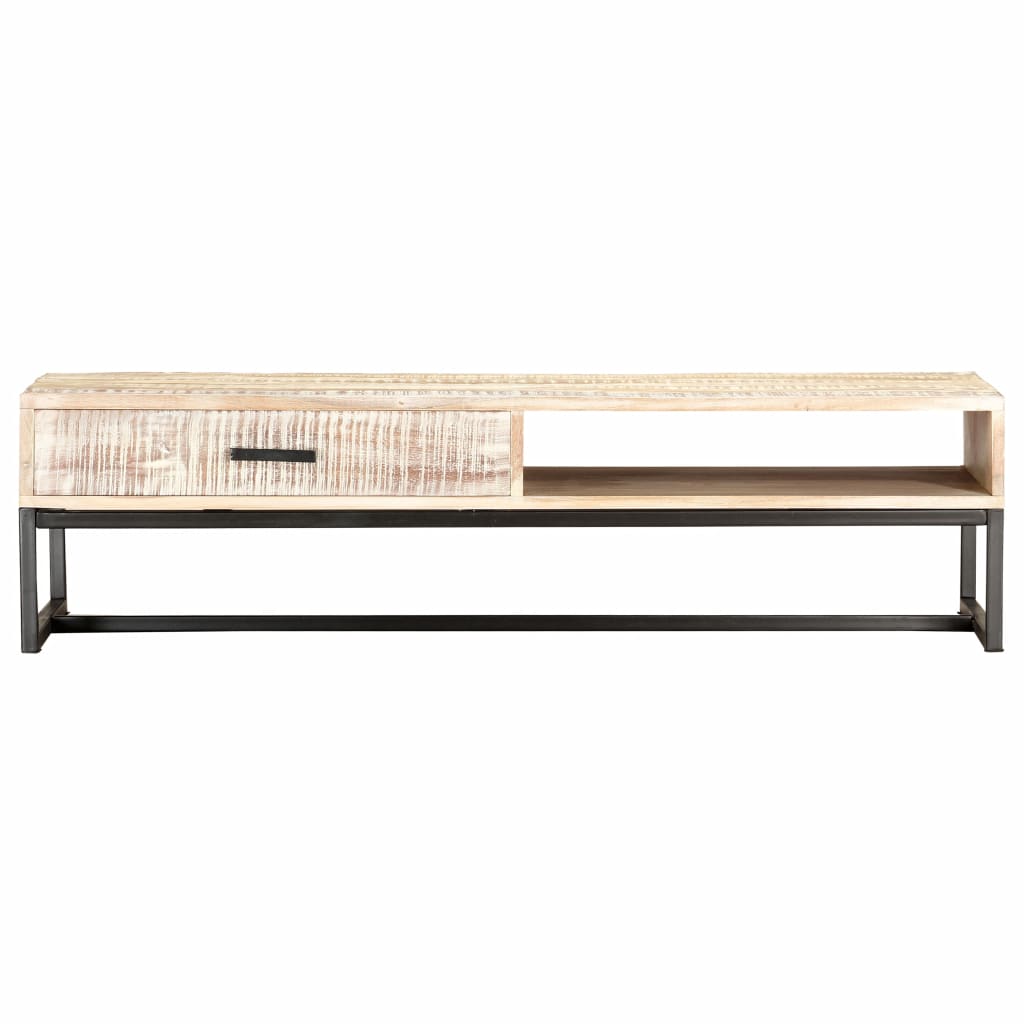 vidaXL Coffee Table White 46.1"x19.7"x11.8" Solid Acacia Wood-2