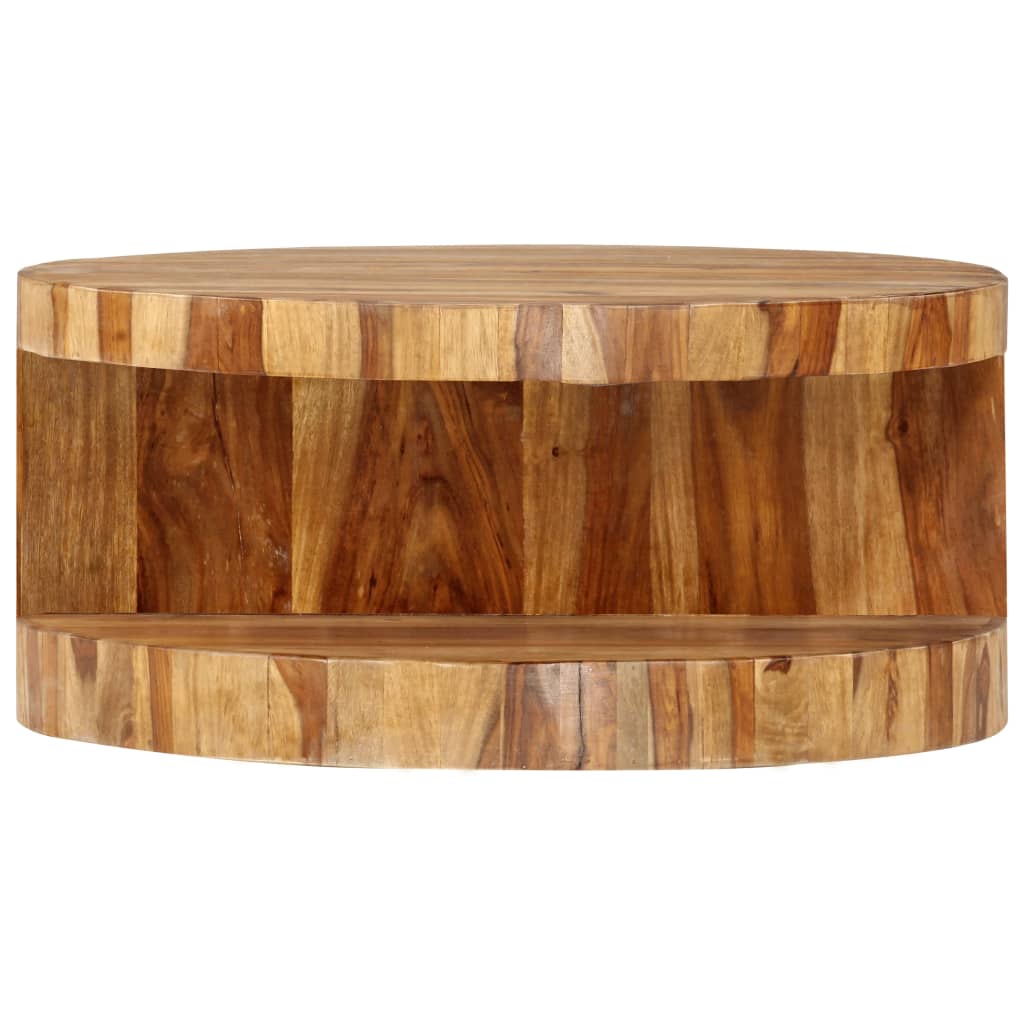 vidaXL Round Coffee Table 25.6"x11.8" Solid Sheesham Wood-1