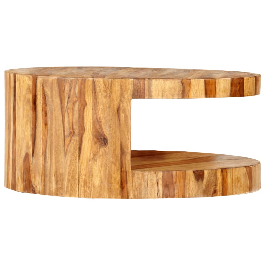 vidaXL Round Coffee Table 25.6"x11.8" Solid Sheesham Wood-2
