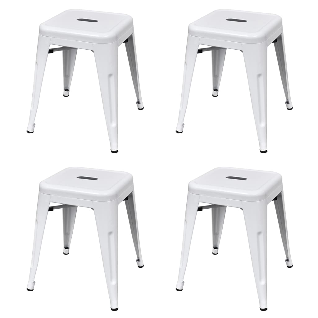 vidaXL Bar Stool Set of 2 Metal Stackable 18" Kitchen Counter White/Black/Red/Gray-41