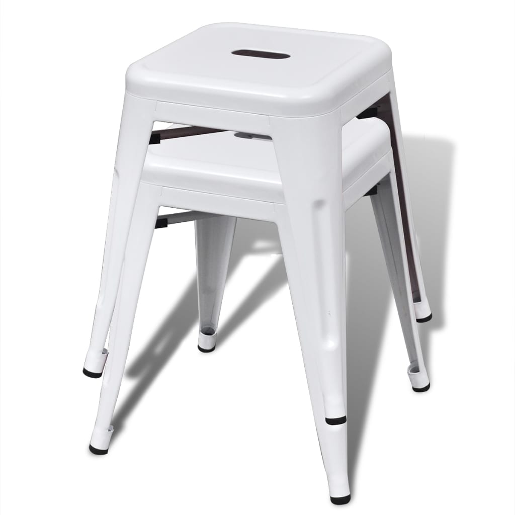 vidaXL Bar Stool Set of 2 Metal Stackable 18" Kitchen Counter White/Black/Red/Gray-14