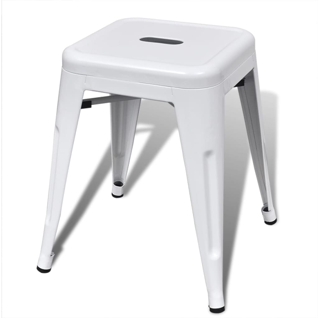 vidaXL Bar Stool Set of 2 Metal Stackable 18" Kitchen Counter White/Black/Red/Gray-19