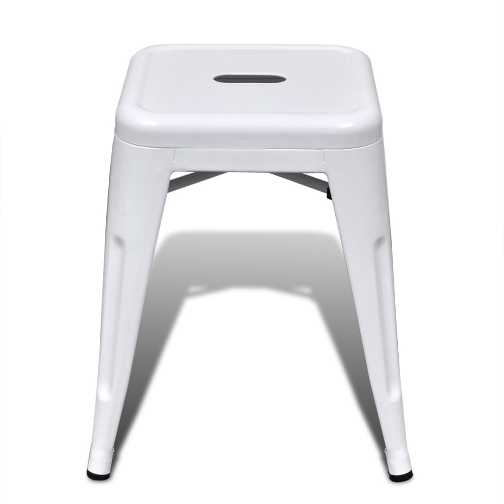 vidaXL Bar Stool Set of 2 Metal Stackable 18" Kitchen Counter White/Black/Red/Gray-24
