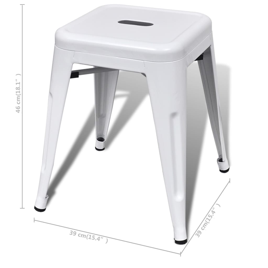 vidaXL Bar Stool Set of 2 Metal Stackable 18" Kitchen Counter White/Black/Red/Gray-29