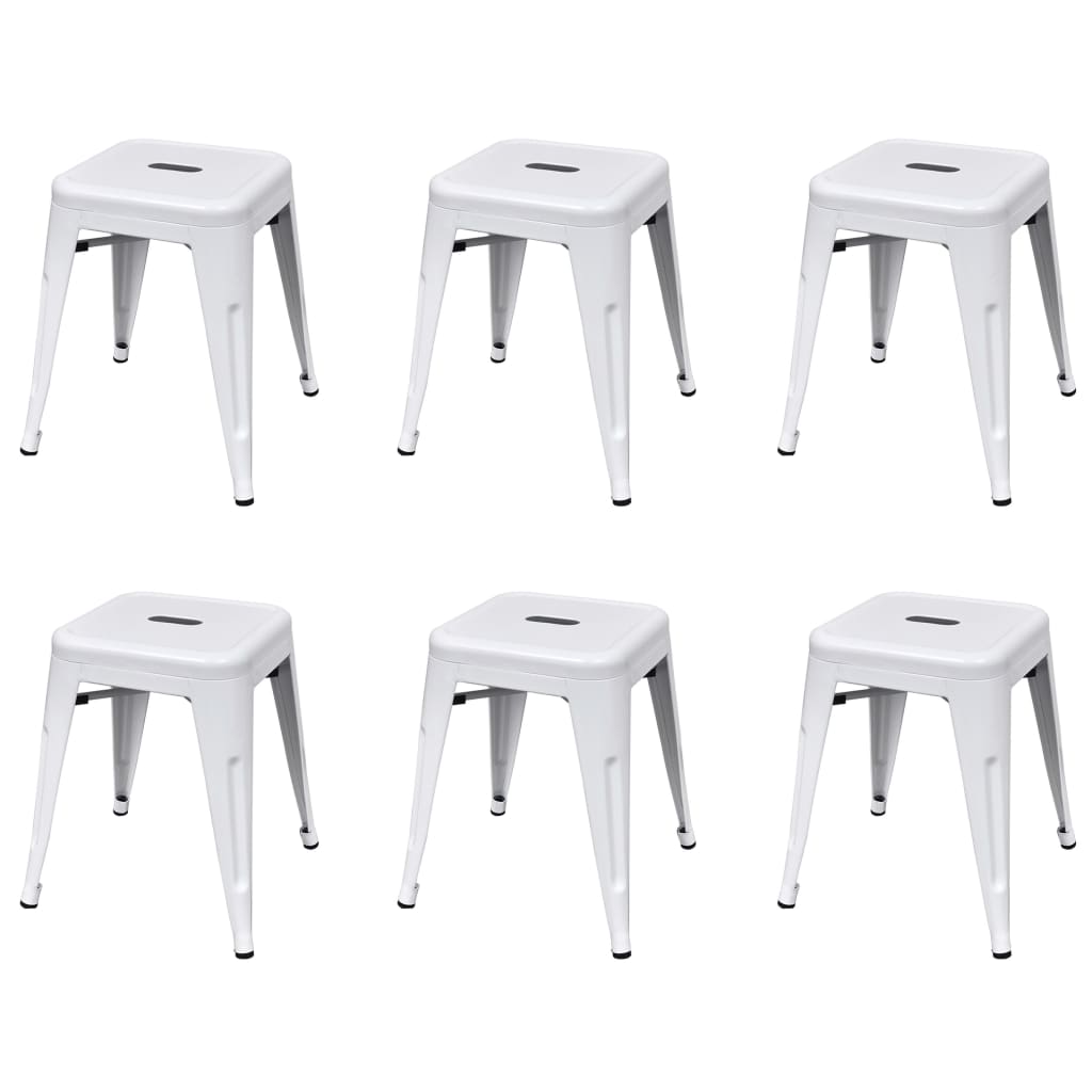 vidaXL Bar Stool Set of 2 Metal Stackable 18" Kitchen Counter White/Black/Red/Gray-37
