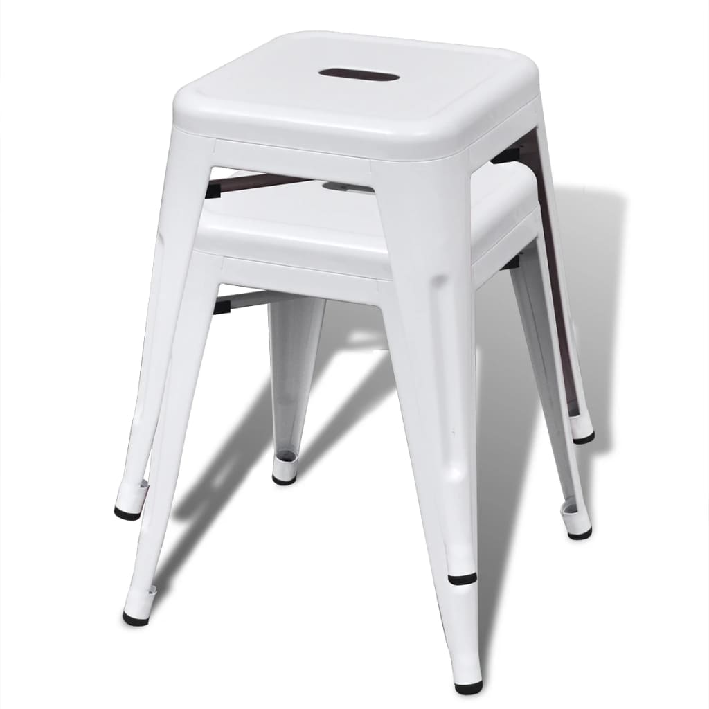 vidaXL Bar Stool Set of 2 Metal Stackable 18" Kitchen Counter White/Black/Red/Gray-38