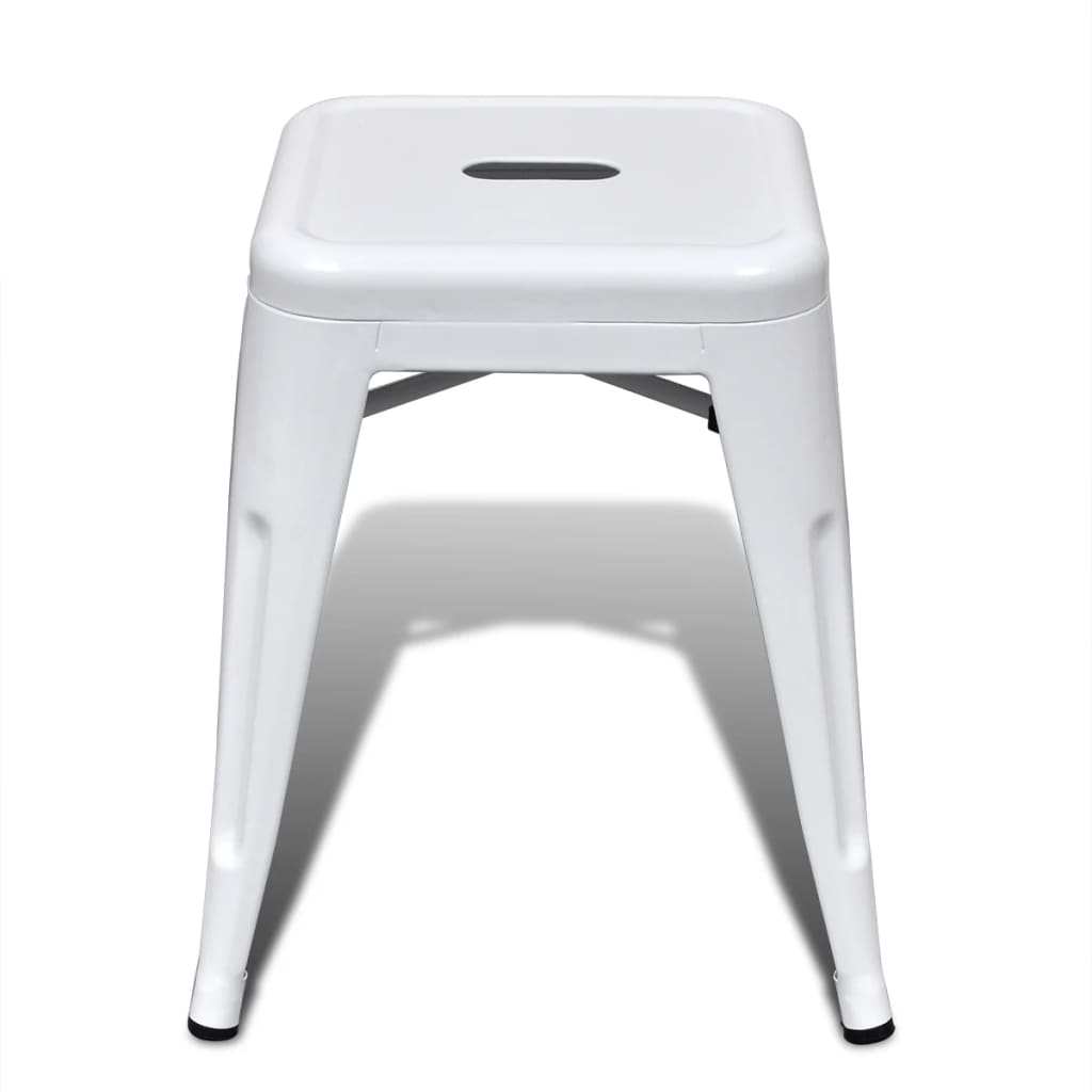 vidaXL Bar Stool Set of 2 Metal Stackable 18" Kitchen Counter White/Black/Red/Gray-4