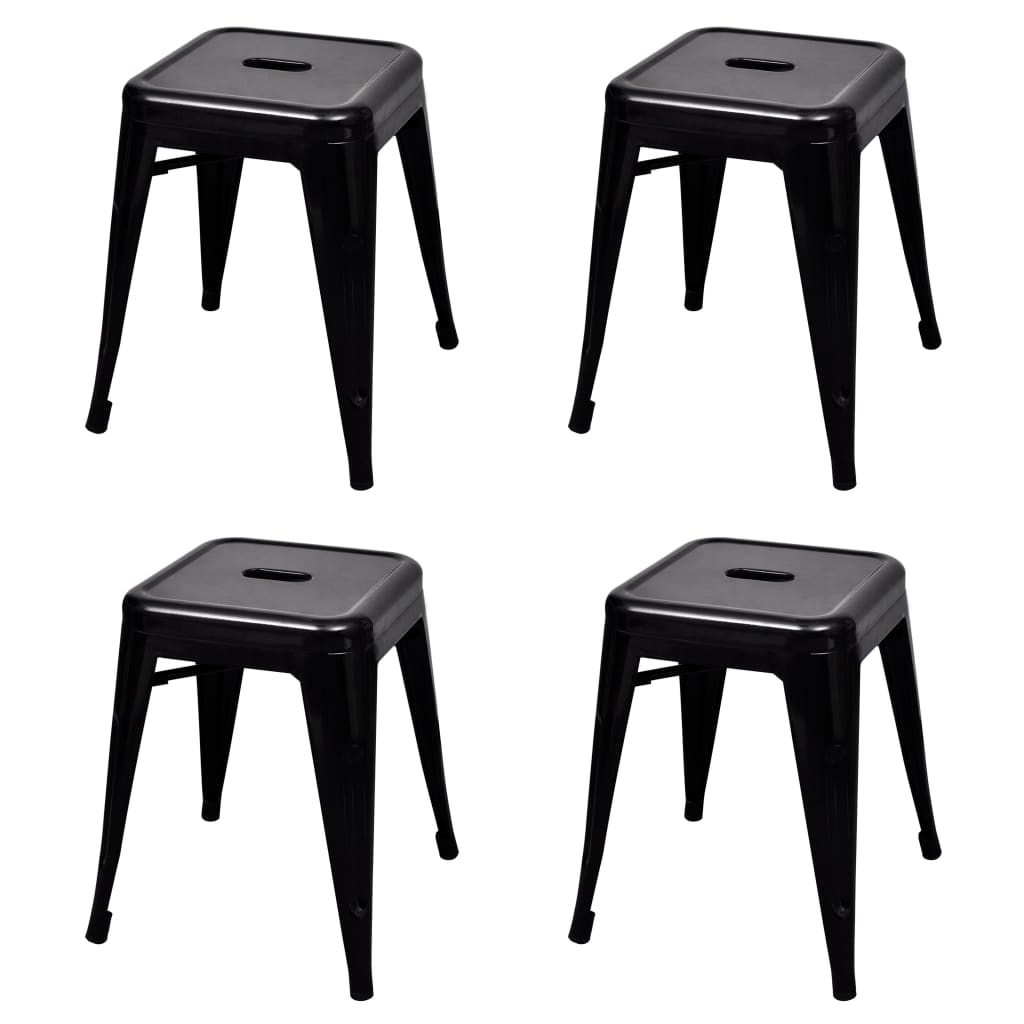 vidaXL Bar Stool Set of 2 Metal Stackable 18" Kitchen Counter White/Black/Red/Gray-3