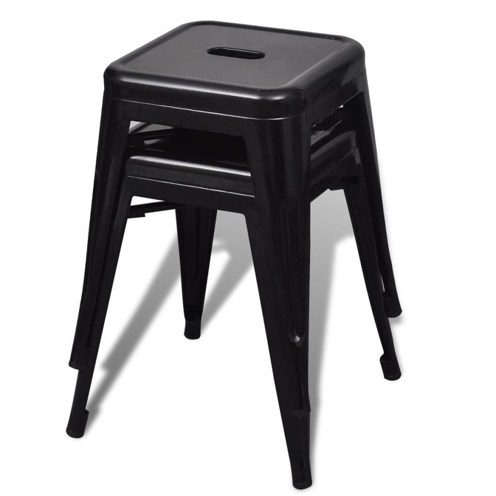 vidaXL Bar Stool Set of 2 Metal Stackable 18" Kitchen Counter White/Black/Red/Gray-1