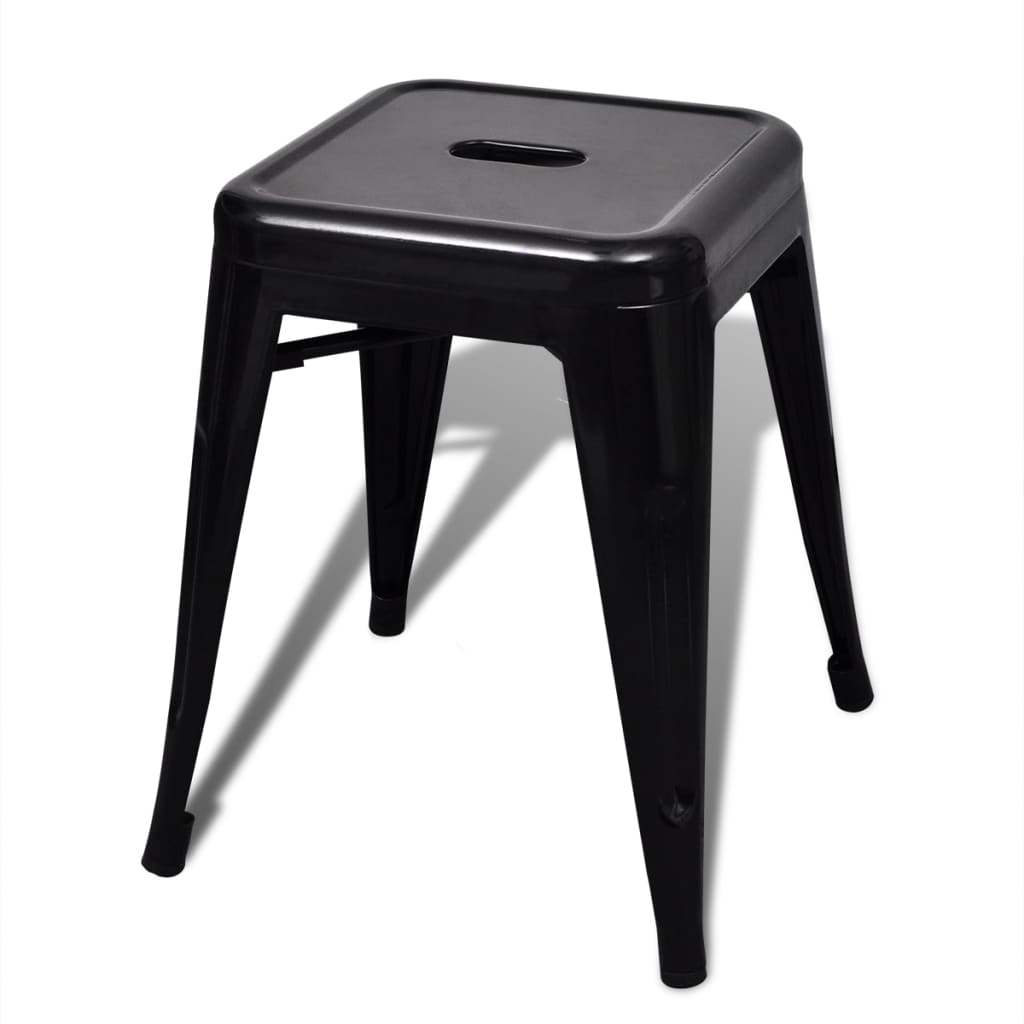 vidaXL Bar Stool Set of 2 Metal Stackable 18" Kitchen Counter White/Black/Red/Gray-6