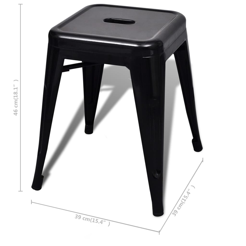 vidaXL Bar Stool Set of 2 Metal Stackable 18" Kitchen Counter White/Black/Red/Gray-16
