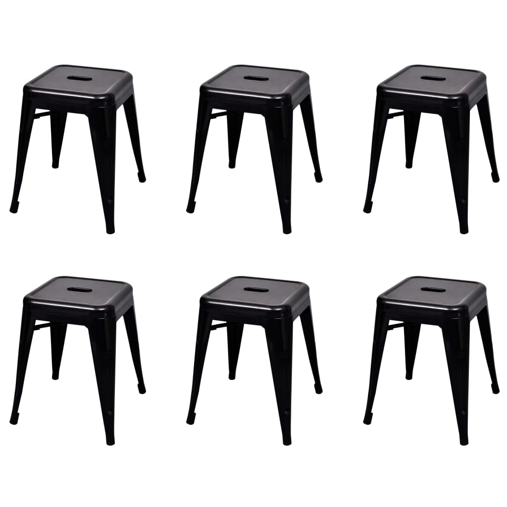 vidaXL Bar Stool Set of 2 Metal Stackable 18" Kitchen Counter White/Black/Red/Gray-8