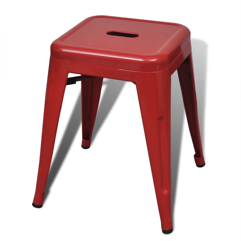 vidaXL Bar Stool Set of 2 Metal Stackable 18" Kitchen Counter White/Black/Red/Gray-5