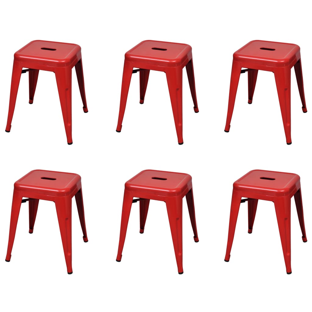 vidaXL Bar Stool Set of 2 Metal Stackable 18" Kitchen Counter White/Black/Red/Gray-33