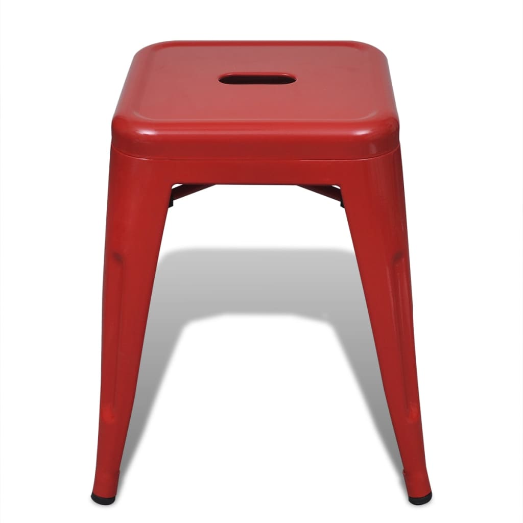vidaXL Bar Stool Set of 2 Metal Stackable 18" Kitchen Counter White/Black/Red/Gray-30