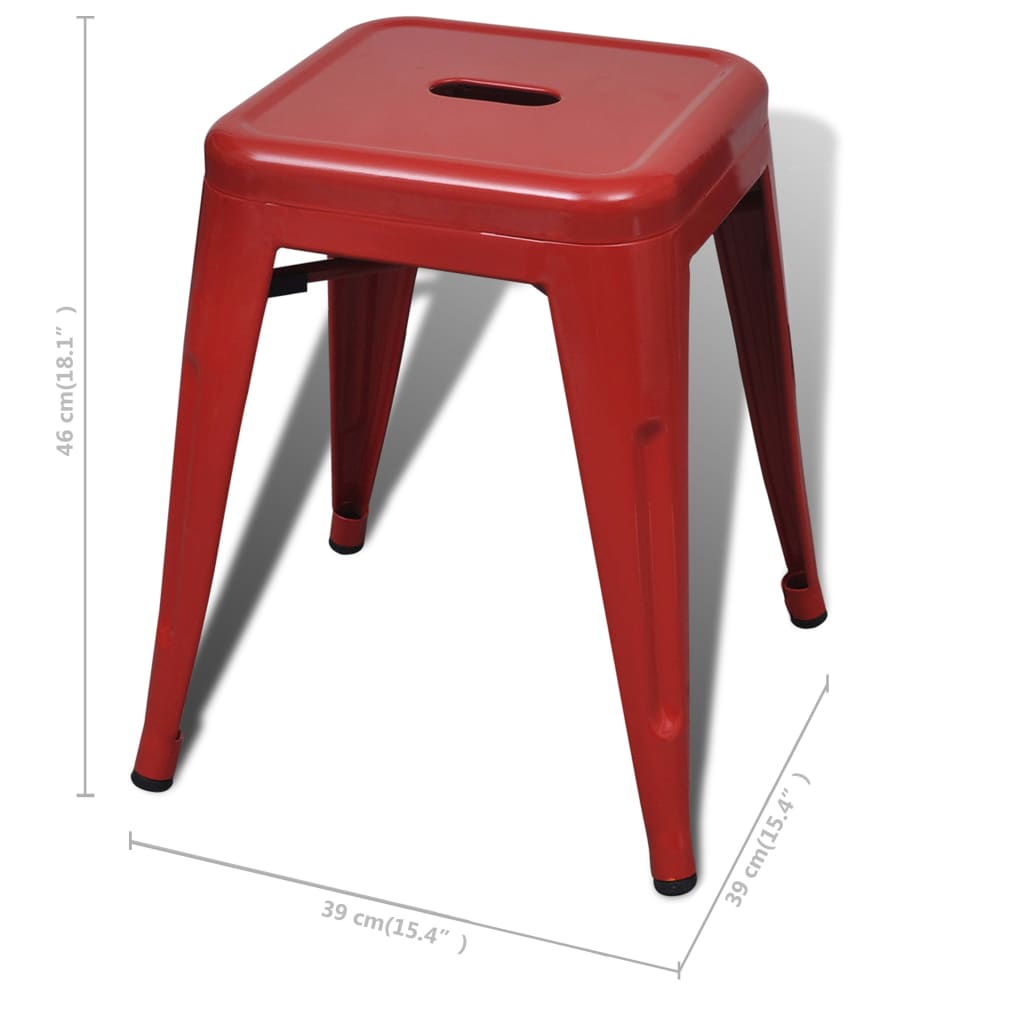 vidaXL Bar Stool Set of 2 Metal Stackable 18" Kitchen Counter White/Black/Red/Gray-34