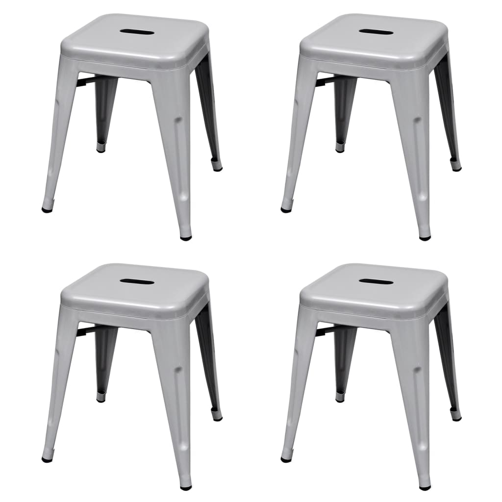 vidaXL Bar Stool Set of 2 Metal Stackable 18" Kitchen Counter White/Black/Red/Gray-18