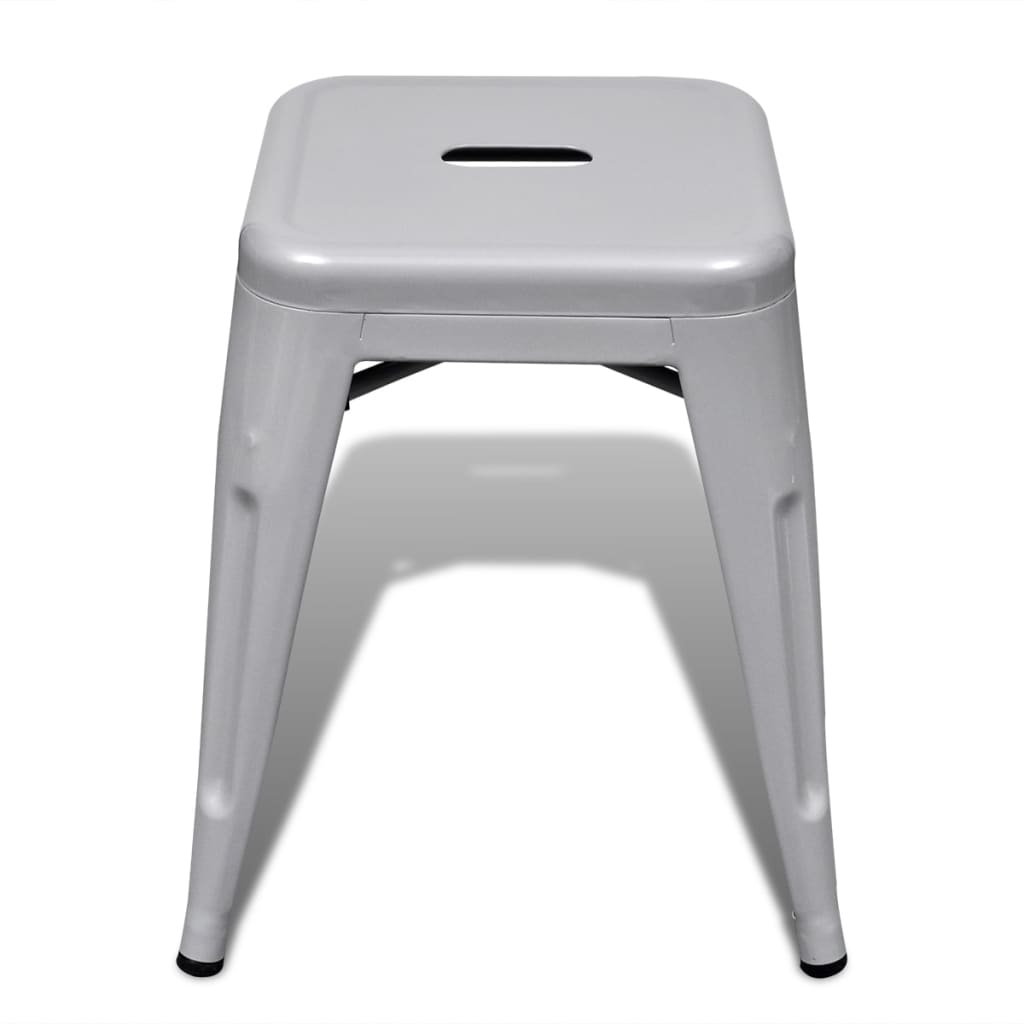 vidaXL Bar Stool Set of 2 Metal Stackable 18" Kitchen Counter White/Black/Red/Gray-22
