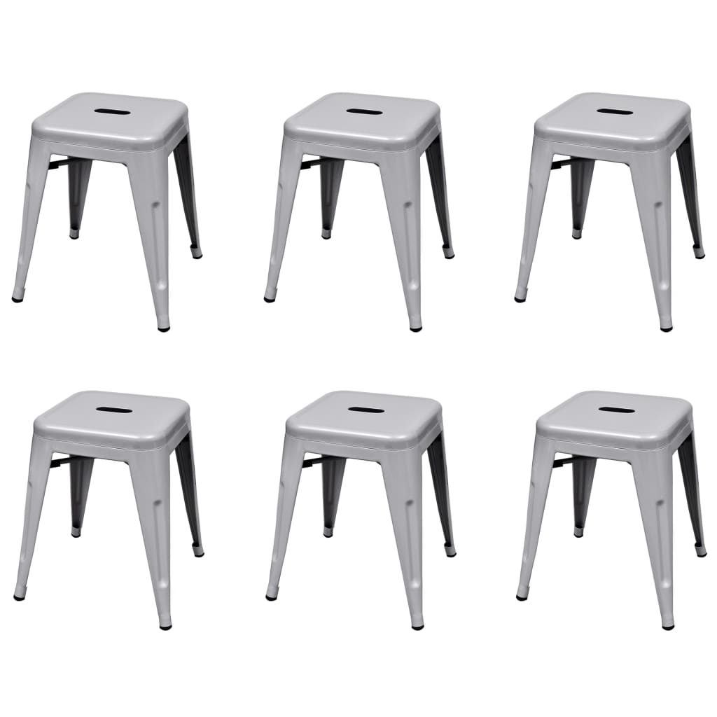 vidaXL Bar Stool Set of 2 Metal Stackable 18" Kitchen Counter White/Black/Red/Gray-13